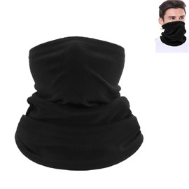 Winter Thermal Neck Warmer Scarf,Soft Polar Fleece Thick Unisex Neck Gaiter,Neck Warmer Snood,Fleece Bandana Face Covering,Windproof Skiing Neck Tube,Warmer Balaclava Hood Mask for Outdoor,Black