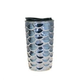 Starbucks Anniversary Silver Scales Siren Relief Ceramic Tumbler Traveler 10oz