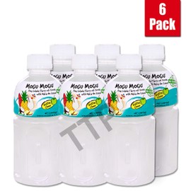 Mogu Mogu Juice with Nata De Coco, Pina Colada Flavored, 6 Pack