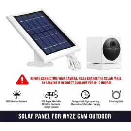 Wasserstein Solar Power Panel for Wyze Cam Outdoor Security Outdoor Camera (3 Pack) - White