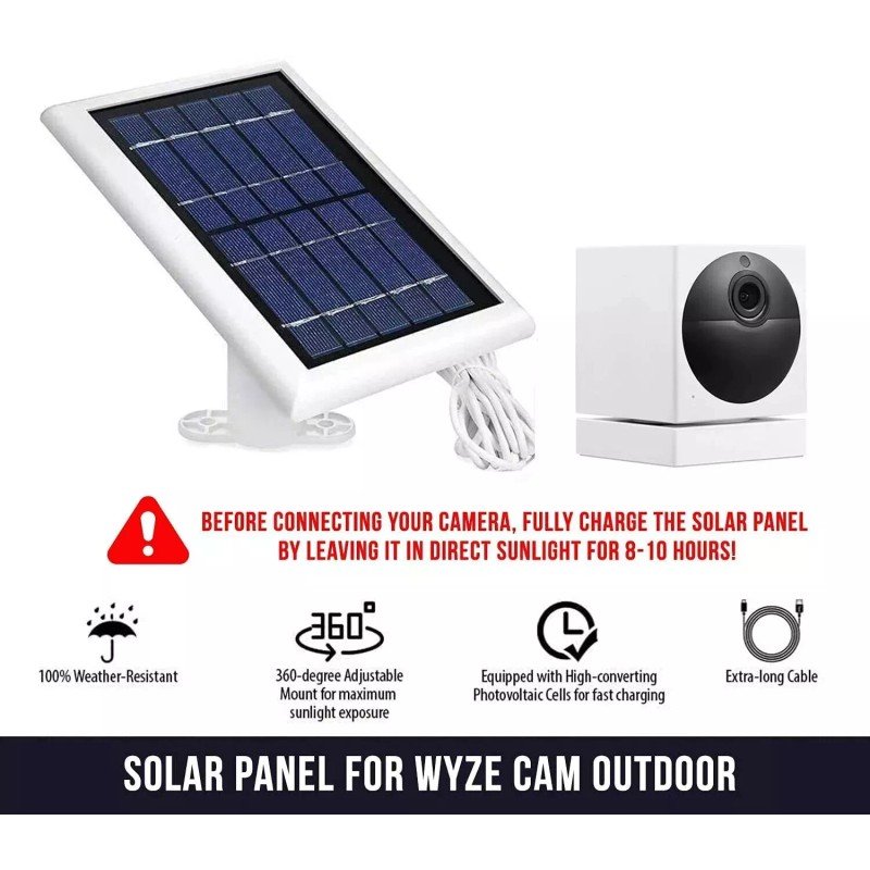 Wasserstein Solar Power Panel for Wyze Cam Outdoor Security Outdoor