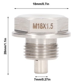Pack of 2 Magnetic Oil Drain Plug, M18 x 1.5 mm Motor Magnetic Oil Drain Plug, Stainless Steel Screw Bolt, Oil Pan Nut Plug with 2 Washers Magnetic Oil Pan Plug, Universal