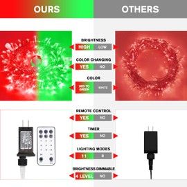 JMEXSUSS 100 LED Red & Green Christmas Lights Plug in, Christmas String Lights Indoor, 33ft Connectable Color Changing Christmas Lights Outdoor for Christmas Party Decor
