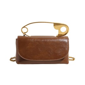 Clutch Purses for Women Creative Pin Shaped Vegan Leather Crossbody Purse Unique Purses for Women Handbag (Brown)