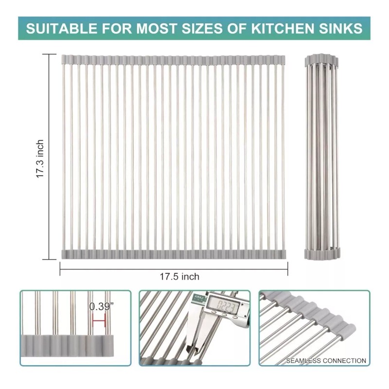 Sun Rise Roll Up Dish Drying Rack Over the Sink