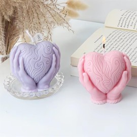 Hand Hold Love Candle Silicone Mould Making Tool Relief Pattern Heart Soap Plaster Silicone Mould Wedding Chocolate Decor Valentine's Day Home Decoration