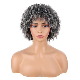 Afro Wig Short, Kinky Curly Wig, Curly Afro Wigs for Black Women Kinky Curly Wigs Wig Curls Short Wigs for Black Women (Grey)