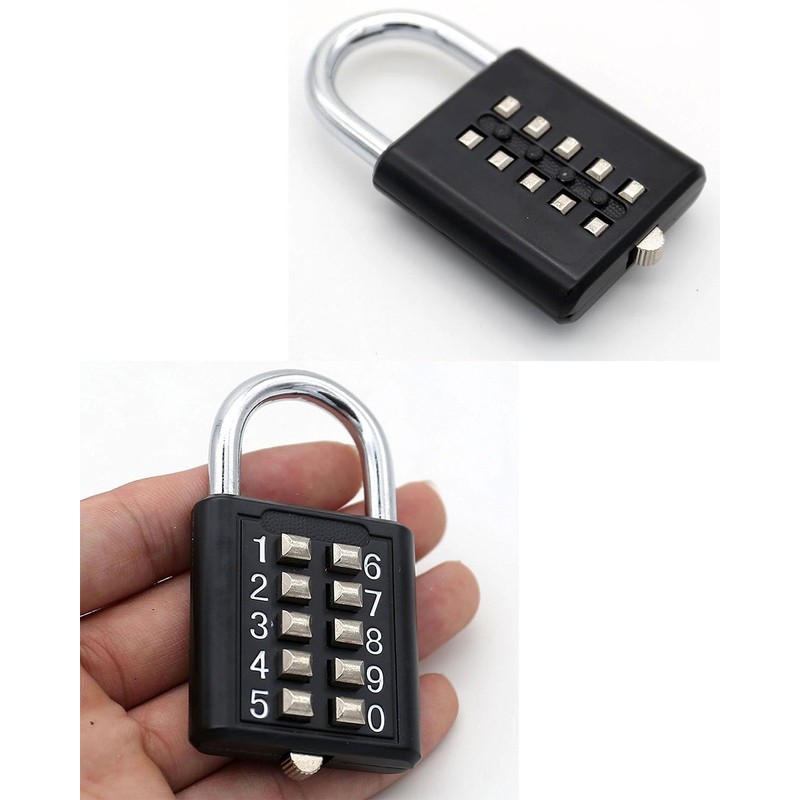 ZENG 10-Button Combination Padlock – Pre-Set 5-Digit Unchangeable Code, Hardened