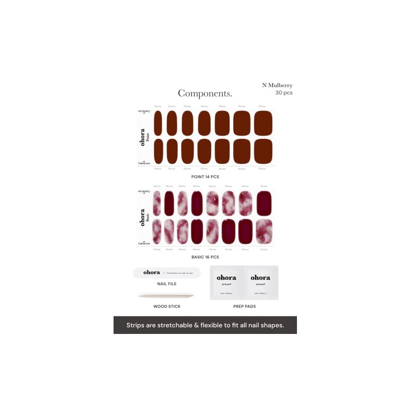 Ohora Tiras de uñas de gel semi curadas | Rojo,