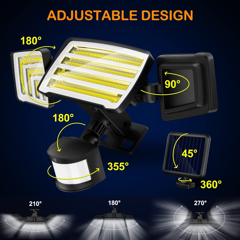 VENSSTNOR Solar Motion Sensor Flood Lights Outdoor - 4000LM 4