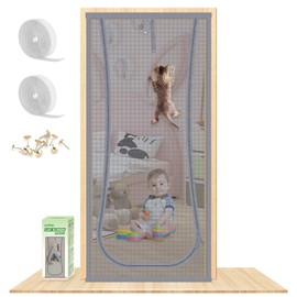 MYPIN Cat Screen Door, Heavy Duty Pet Screen Door, Upgraded Cat Door Screen to Keep Cats in with Zipper for Home, Bedroom, Living Room, Kitchen, Patio (81.5CM x 210CM)