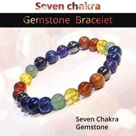 7 Chakras Gemstone Bracelet – Healing Crystal Bracelet for Women and Men – 8mm Round Beaded Bracelets – Unisex Stretchy Gemstone Bracelet – Natural Stone Yoga Beads Bracelet – Chakra Bracelets