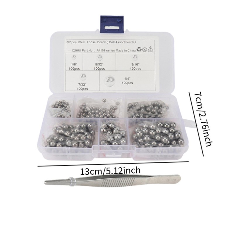 TENOL 500 Pieces G25 Bearing Steel Balls High Precision 1/8"