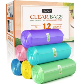 1.2 Gallon 240 Counts Strong Colorful Trash Bags Garbage Bags by RayPard, fit 5-6 Liter, 0.8-1.6 and 1-1.5 Gal trash Bin Liners for Home Office Kitchen Bathroom Bedroom (Multicolor)