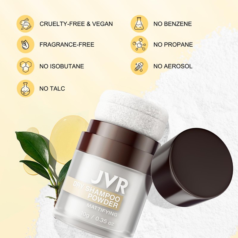 JVR Mattierendes Trockenshampoo-Puder, 10g, Vegan, Parfümfrei, Für alle Haartypen
