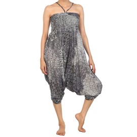 LOFBAZ Yoga Harem Pants for Women Boho Hippie Bohemian Clothing Womens Indian Beach Gypsy Clothes Maternity Genie Jumpsuit Peacock 1 Black B M