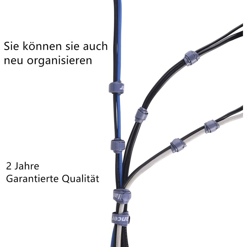 Trilancer Cable Tie with Velcro, 20cm 50 Pieces Reusable Velcro