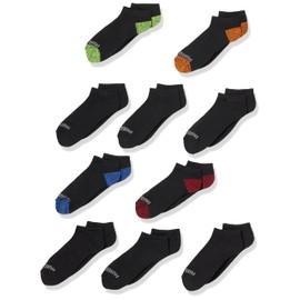 Fruit of the Loom Boys Little 10 Pair Half Cushion No Show Socks, Black Assort, Shoe Size: 9-2.5