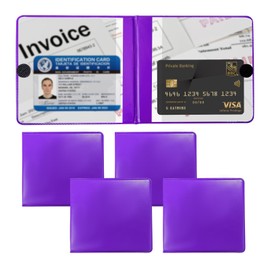 Ziciner 4PCS Car Registration and Insurance Holder, 5.2"× 4.7" Leather Auto Glove Box Organizer with Closure, Essential Car Document Holder for Card, Driver License (Purple)