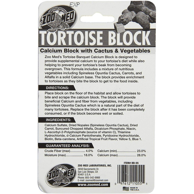 Zoo Med Tortoise Cacium Banquet Block with Cactus & Vegetables