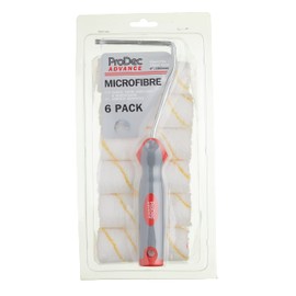 ProDec Advance 7 Piece 4" Jumbo Core 4" Short Pile Microfibre Mini Paint Rollers for Emulsion, Gloss, Satin, Woodstains and Varnishes with Soft Grip Frame