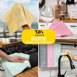 TYA Collection Microfibre Cloths 40 x 60 cm - Streak-Free for Windows, Car Care and Kitchen, Set of 4 Cleaning Cloths without Cleaning Agents, Ideal for Car, Windows and Kitchen Surfaces (4)