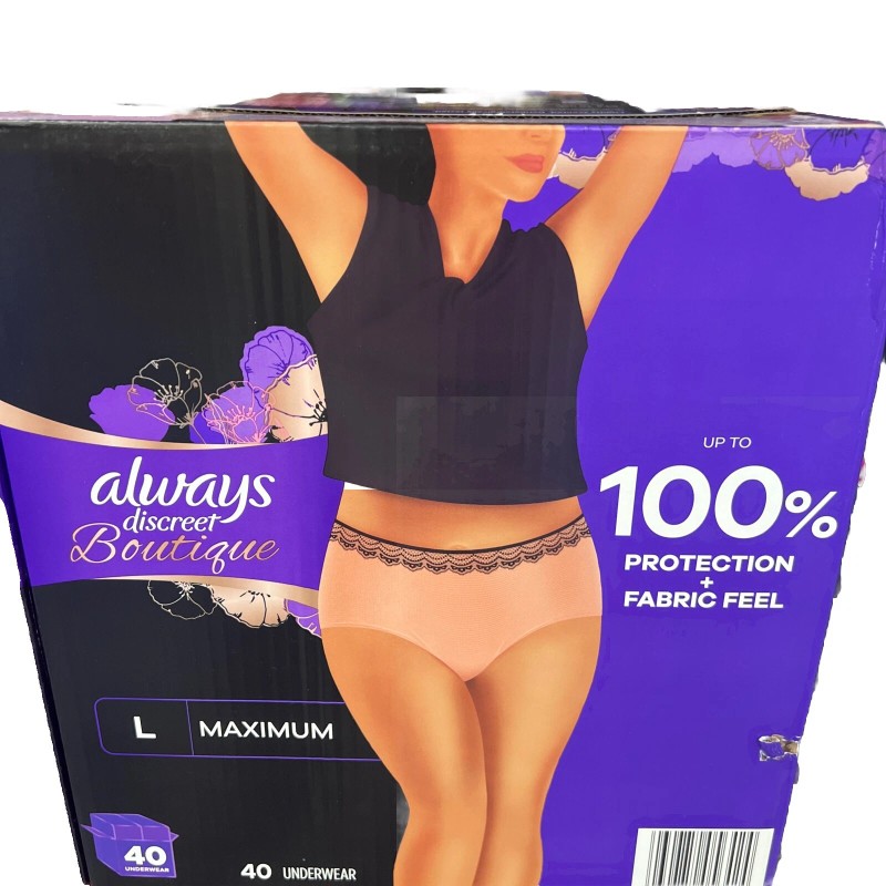 Always Discreet Boutique Incontinence Underwear, Maximum Absorbency, L (40 Ct)