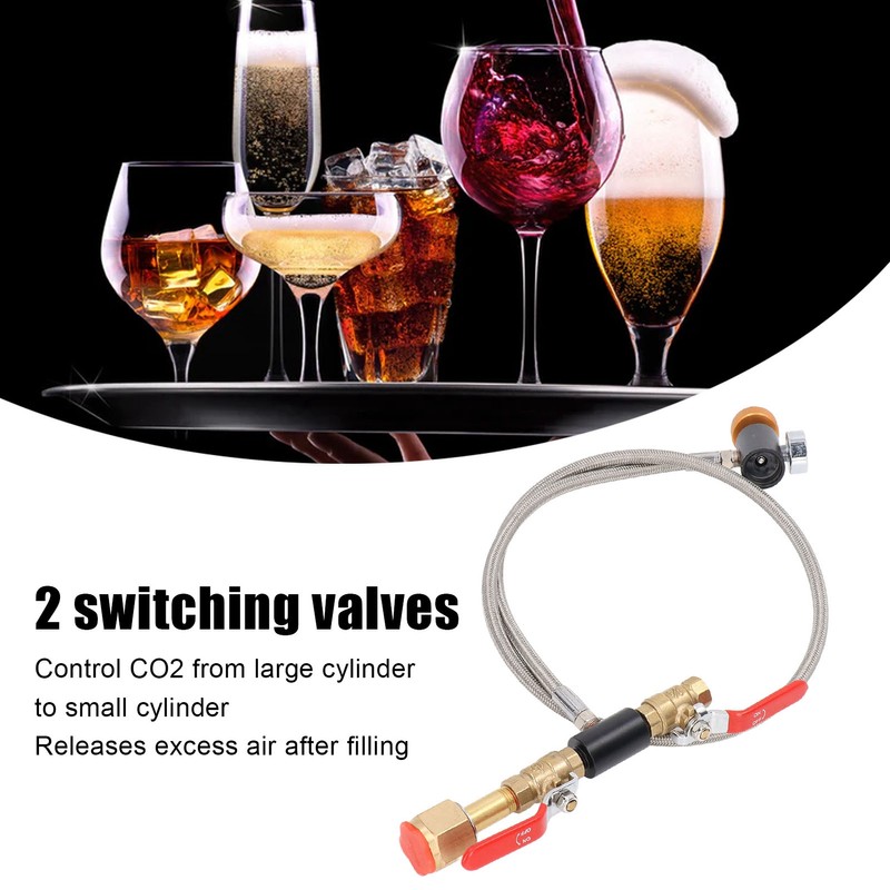 CGA320 G1/2 Cylinder Refill Adapter Dual Valve CO2 Tank Adapter