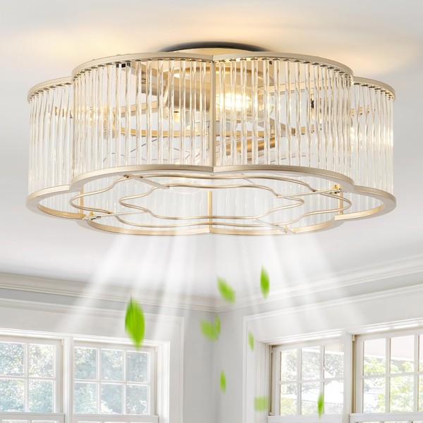 Glmthux 20" Gold Ceiling Fans with Lights Flush Mount, Gold