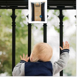 Roving Cove Stair Banister Guard 5ft x 3ft, Railing Safety Net for Baby Proofing, Child Safety Stairway Cover, Balcony Mesh Netting, Ebony Black