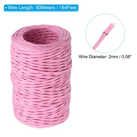 PATIKIL 164 Feet Floral Bind Wire Wrap Twine, 2mm Florist Wire Iron Wire Paper Covered Vine Wrapping Binding Wire for Flower Bouquets, Pink