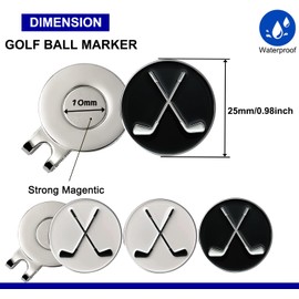 Adhere Golf Ball Markers Personlized Logo Enamel with A Strong Magnetic Hat Clips A Premium Golf Gifts for Golfer (Style L Golf Club 2pcs White+2pcs Black)