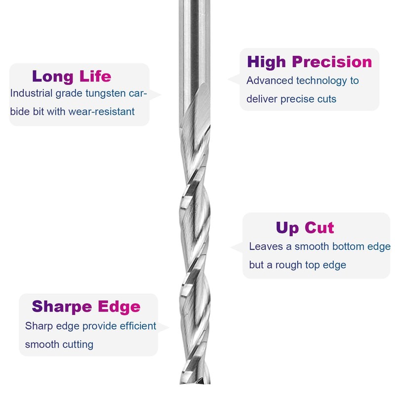 SpeTool 1/4 Inch Shank Up Cut Spiral Router Bit, 2