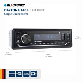 BLAUPUNKT Blaupunkt Daytona 140 Single-DIN Bluetooth Car Stereo Receiver - Black