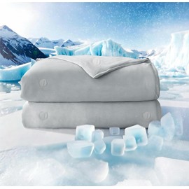 COCOPLOCEUS Cooling Comforter King Size – Soft Double Side Cooling Blanket for Hot Sleepers, Cold Touch Fabric Absorbs Body Heat, Ice Lightweight Summer Blanket for Night Sweats, Gray, 90''*106''