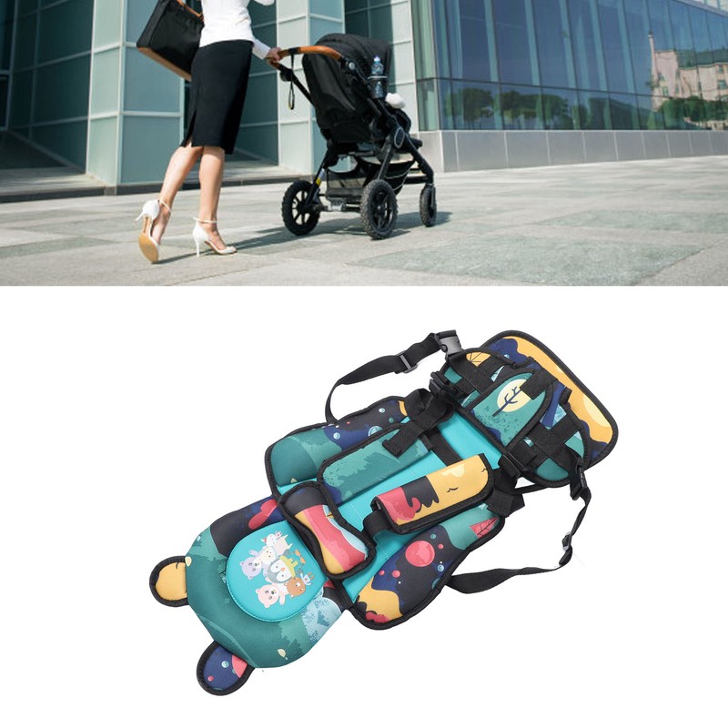 Toddler Car Seat Insert Bear Pattern Heighten Adjustable Fixing Straps