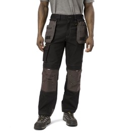 Caterpillar H2O Defender Water Resistant Work Pants for Men with Reinforced Knees, Bellowed Cargo Pocket and Tool Bags, Black/Graphite - 34W x 32L