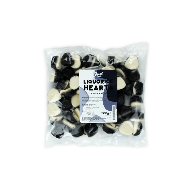 Just Treats Liquorice Hearts (500g Share Bag)