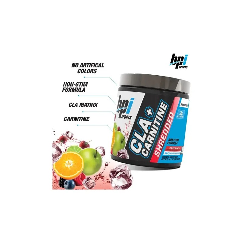 Cla Carnitina Bpi Shredded 50 Srvs Sabor Ponche De Frutas