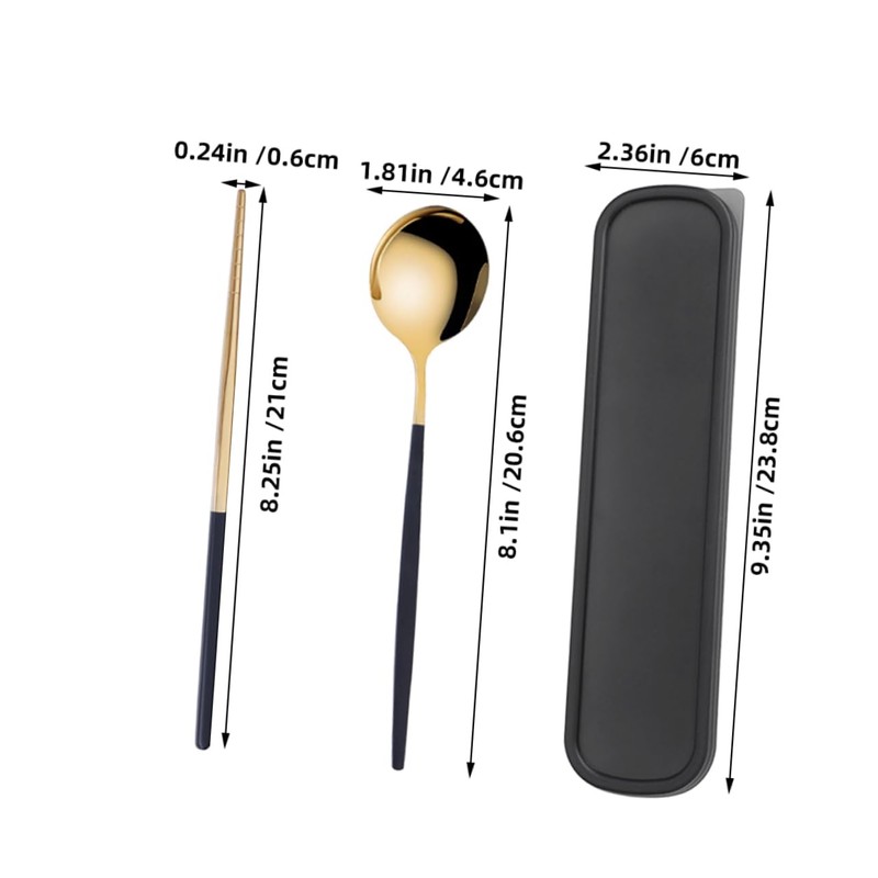 Kisangel 2 Sets Travel Stainless Steel Utensils Set with Case