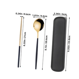 Kisangel 2 Sets Travel Stainless Steel Utensils Set with Case Reusable Portable Cutlery Fork and Spoon for Camping Work Picnic Lunch Box