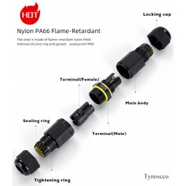 Tynoscco IP68 Waterproof Cable Connector Outdoor, 2Way Waterproof Junction Box Outdoor Cable Connector, 3 Pins Wire Connector,Extension Electrical Cable Protector for Cable Diameter Ø5mm-10mm 3Pack