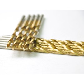 10PCS, 5/32", Titanium Coated Twist Drill Bits
