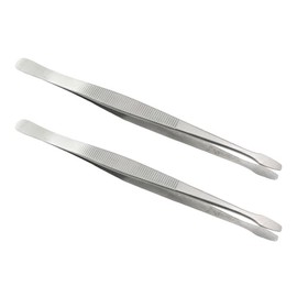 SQXBK 2PCS Stainless Steel Stamp Tweezers Tongs Flat Wide Tip Precision Philately Tweezers Stainless Steel Philately Stamps Collector Tools for Stamps, Documents, Photo, Collecting Stamp Album