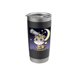Funny Cat Stargazing with Telescope Stainless Steel Insulated Tumbler