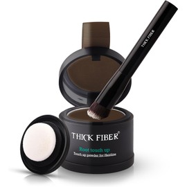Thick Fiber Root Touch Up Powder - Juego Corrector De Caída De Cabello Resistente Al Agua Y Al Sudor Para Adelgazamiento Del Cabello Mujeres, Incluye Cepillo (Marrón Oscuro)