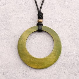 GelConnie Wooden Necklaces for Women Leather Turquoise Necklace Long Boho Layered Necklace Hippie Choker Necklace Bohemian Jewelry for Women, Faux Leather, No Gemstone