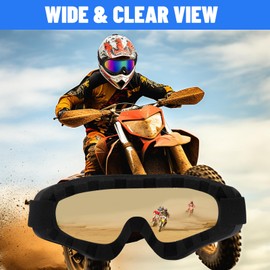 4-FQ Motorcycle Motocross Goggles 3-Pack with Neck Gaiter ATV Goggles Dirt Bike Goggles Riding Bike Goggles UTV Offroad Goggles Windproof Glasses UV400 Anti-Fog Scratch Dustproof for Adult Youth Kids