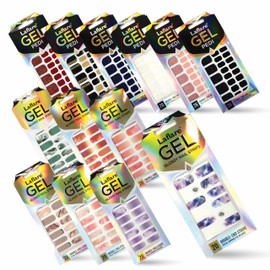 296 PCS Nail & Pedi Stickers. 140 Pcs Gel Nail Stickers and 156 Pcs Pedi Stickers, Nail Polish Strips, Long Lasting, Easy to Apply & Remove-Includes 1 Nail File (GELPEMA-COM2, 296 PCS)