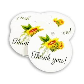 Sunflower Round Tags with Holes Thank You Party Favor Tags Birthday Baby Shower Wedding Decoration